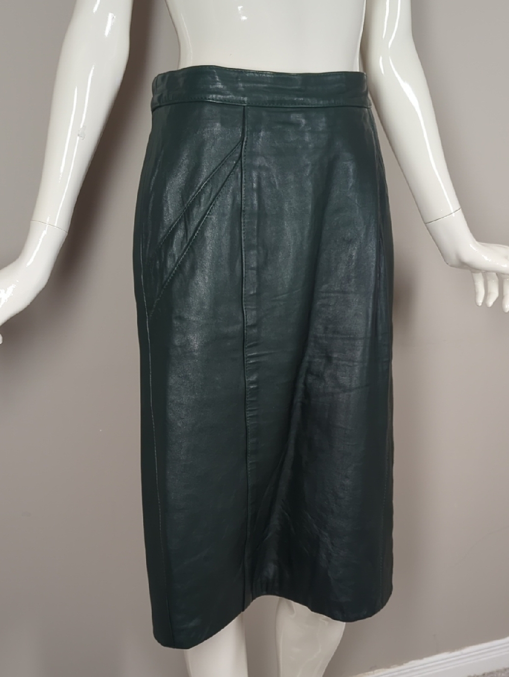 Vintage Dark Green Leather Pencil Skirt Size 6